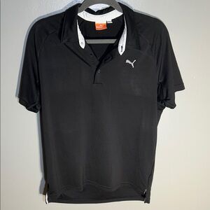 Puma Men's Polo Shirt in Black with White Highlights